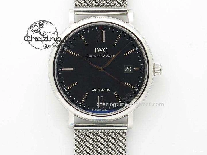 MIROTIME 1218 Portofino SCHAFFHAUSEN SS MKF 1:1 Best Edition Black Dial On Mesh Bracelet A Sporty 7342